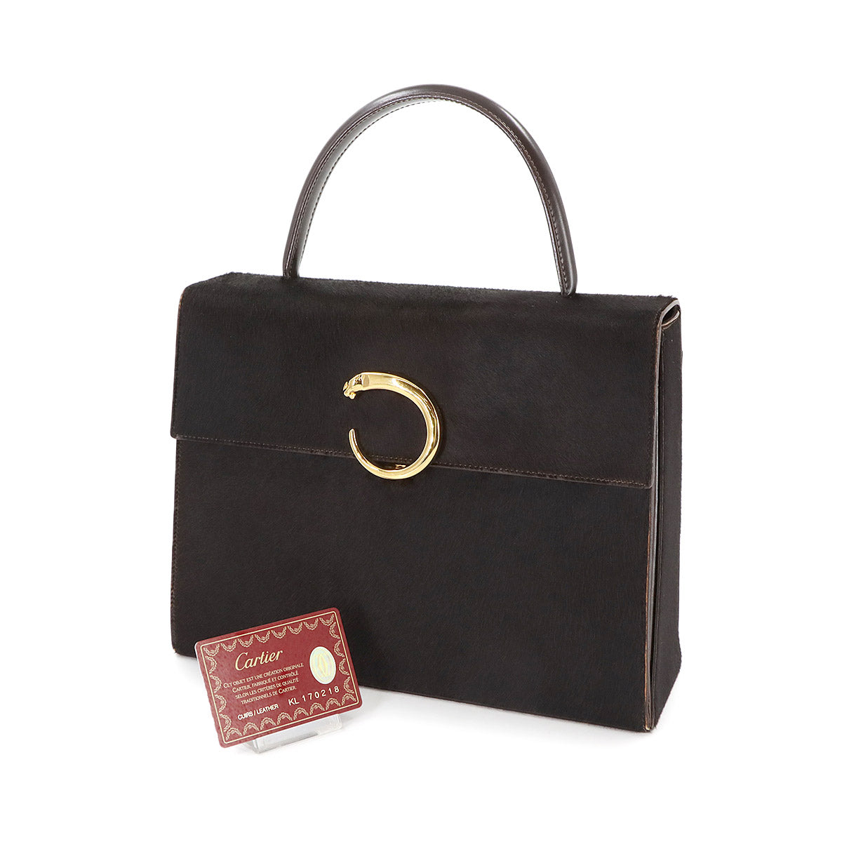 Panthere Hand Bag Unborm Leather Brown Purse