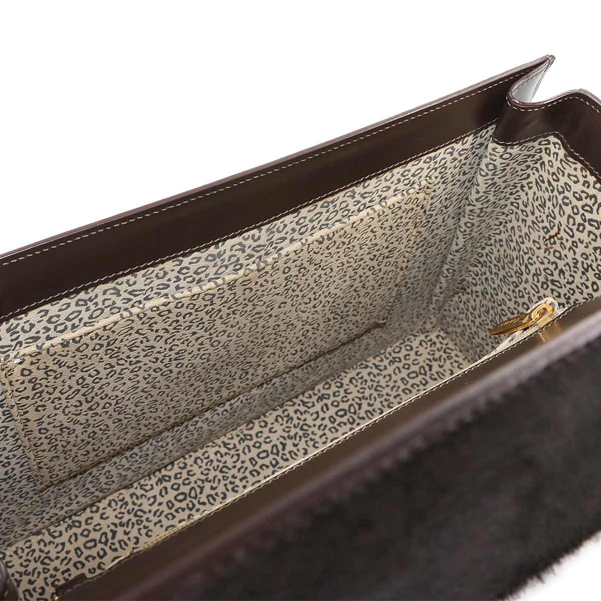 Panthere Hand Bag Unborm Leather Brown Purse