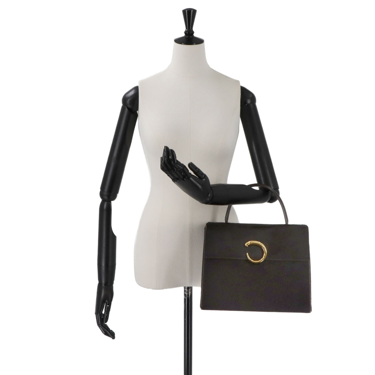 Panthere Hand Bag Unborm Leather Brown Purse