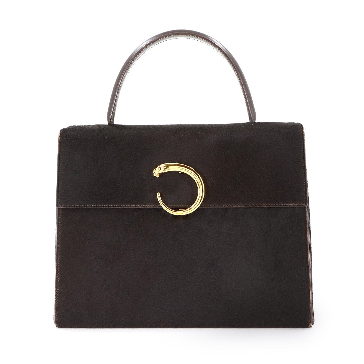Panthere Hand Bag Unborm Leather Brown Purse