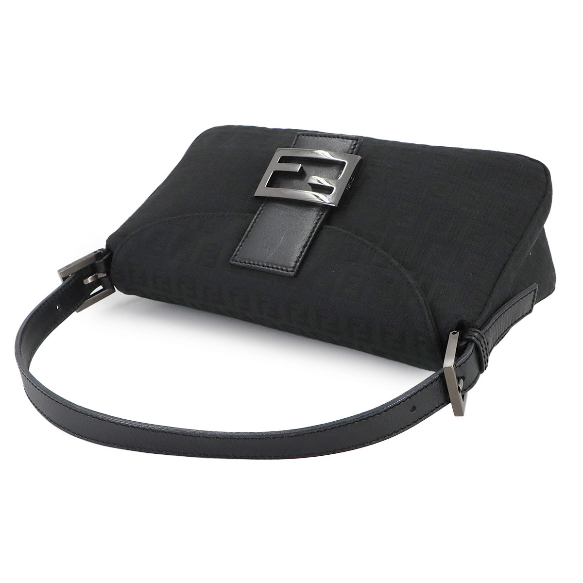 Zucchino Mamma Baguette Shoulder Bag Canvas Leather Black 8BR003
