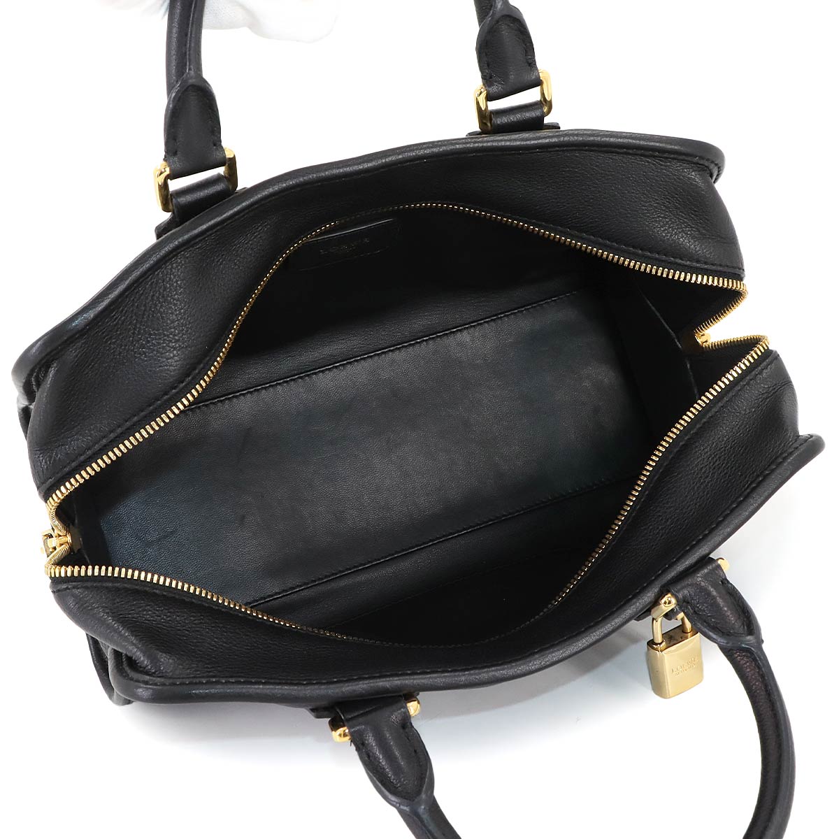 Amazona 28 Hand Bag Leather Black Anagram Purse