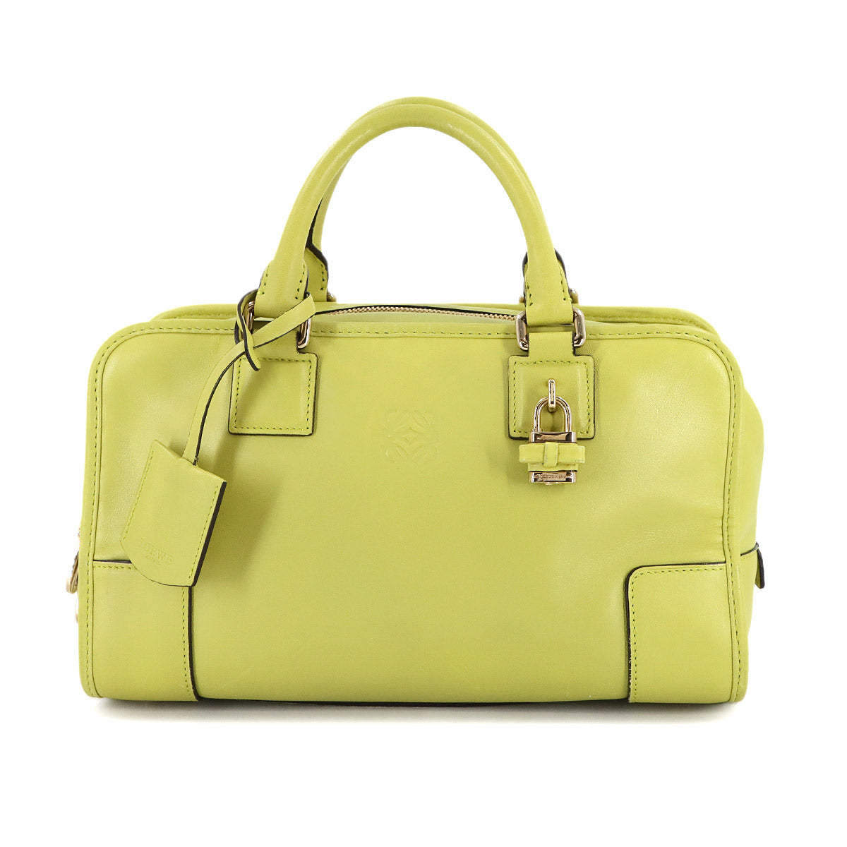 Amazona 28 Hand Bag Leather Lime Anagram Light green Purse