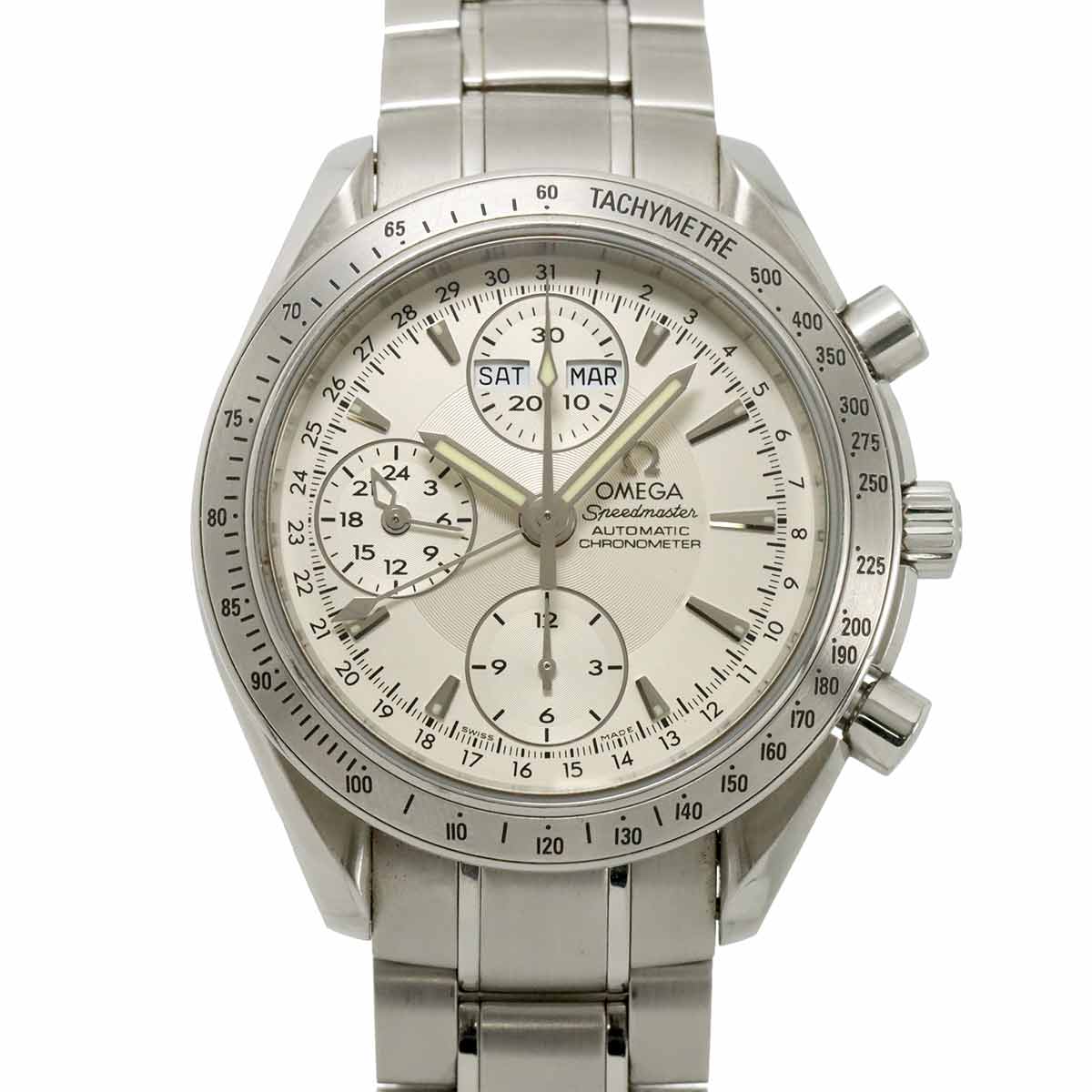 Speedmaster 3221 30 Triple calendar Chronograph Silver Dial