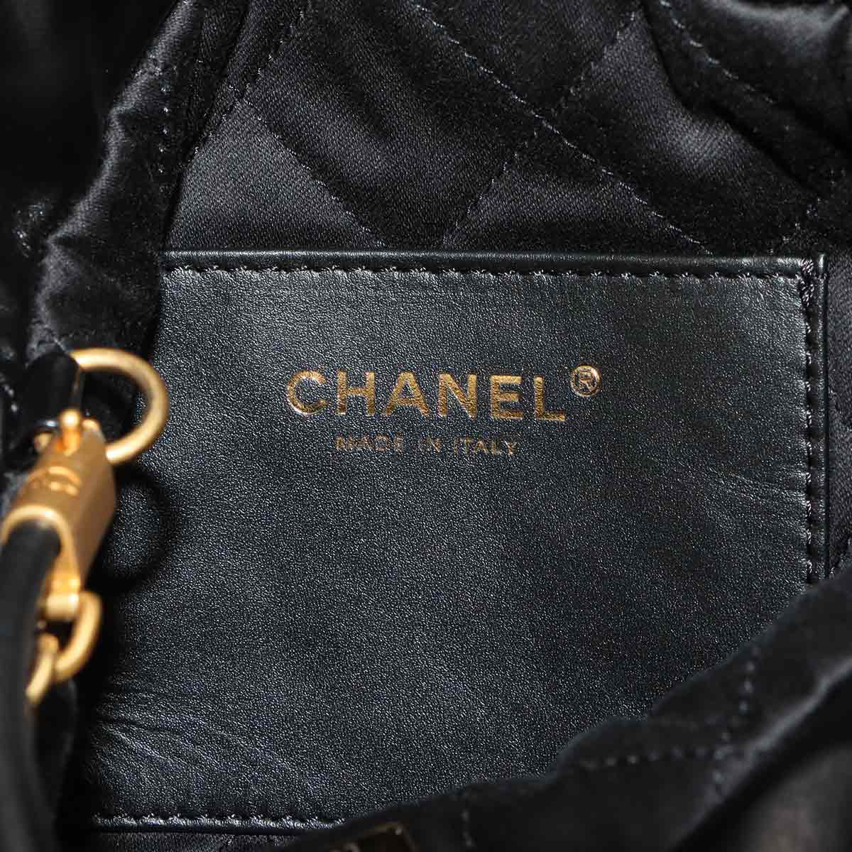 CHANEL 22 Mini Chain Hand Shoulder Bag Leather Black AS3980 Purse