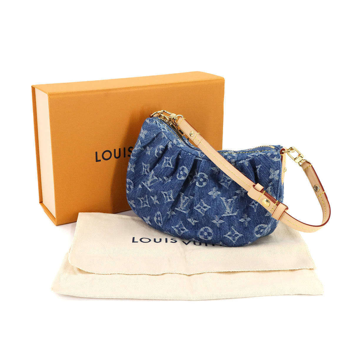 Monogram Denim Pochette Valley Hand Bag Blue M13571