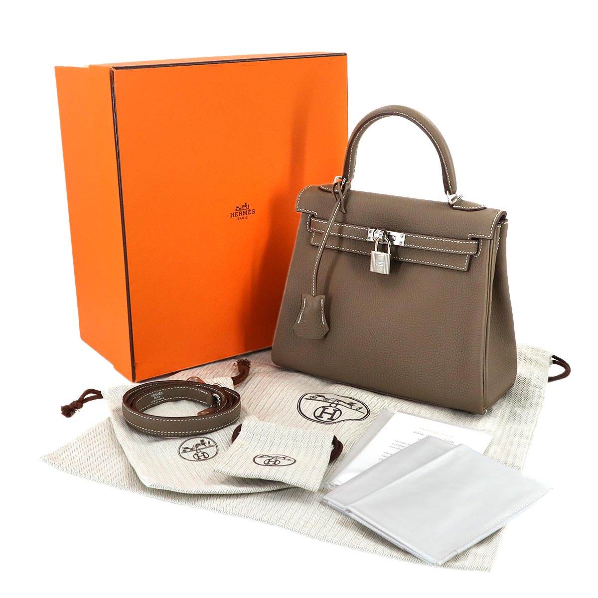 Kelly 25 2way Hand Shoulder Bag Togo Etoupe Purse