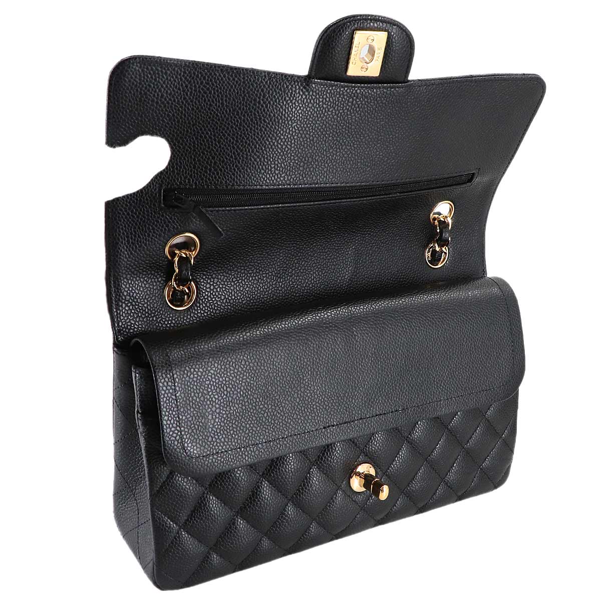 Matelasse 25 Chain Shoulder Bag Leather Black A01112
