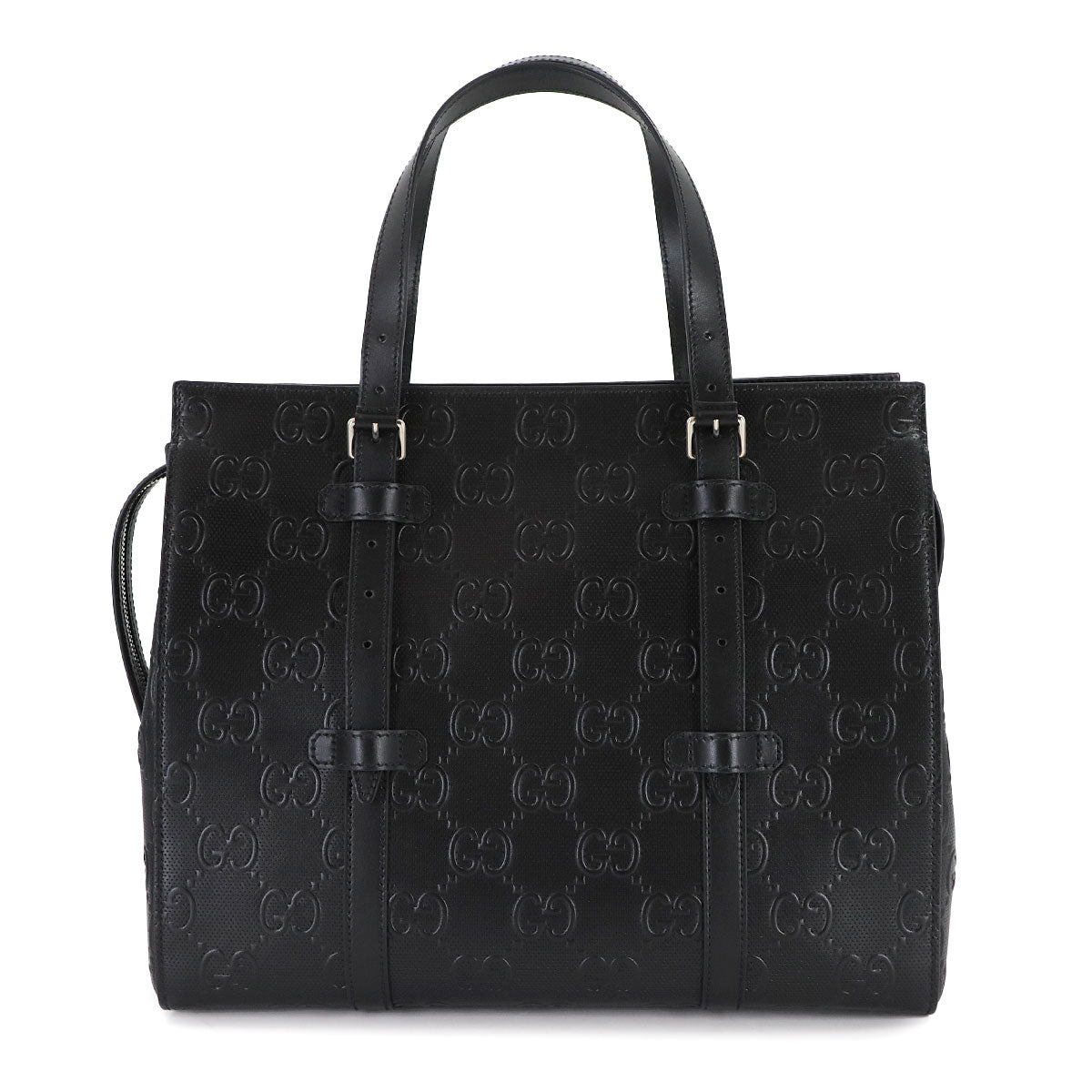 GG Embossed Tote Bag Leather Black 625774 Purse