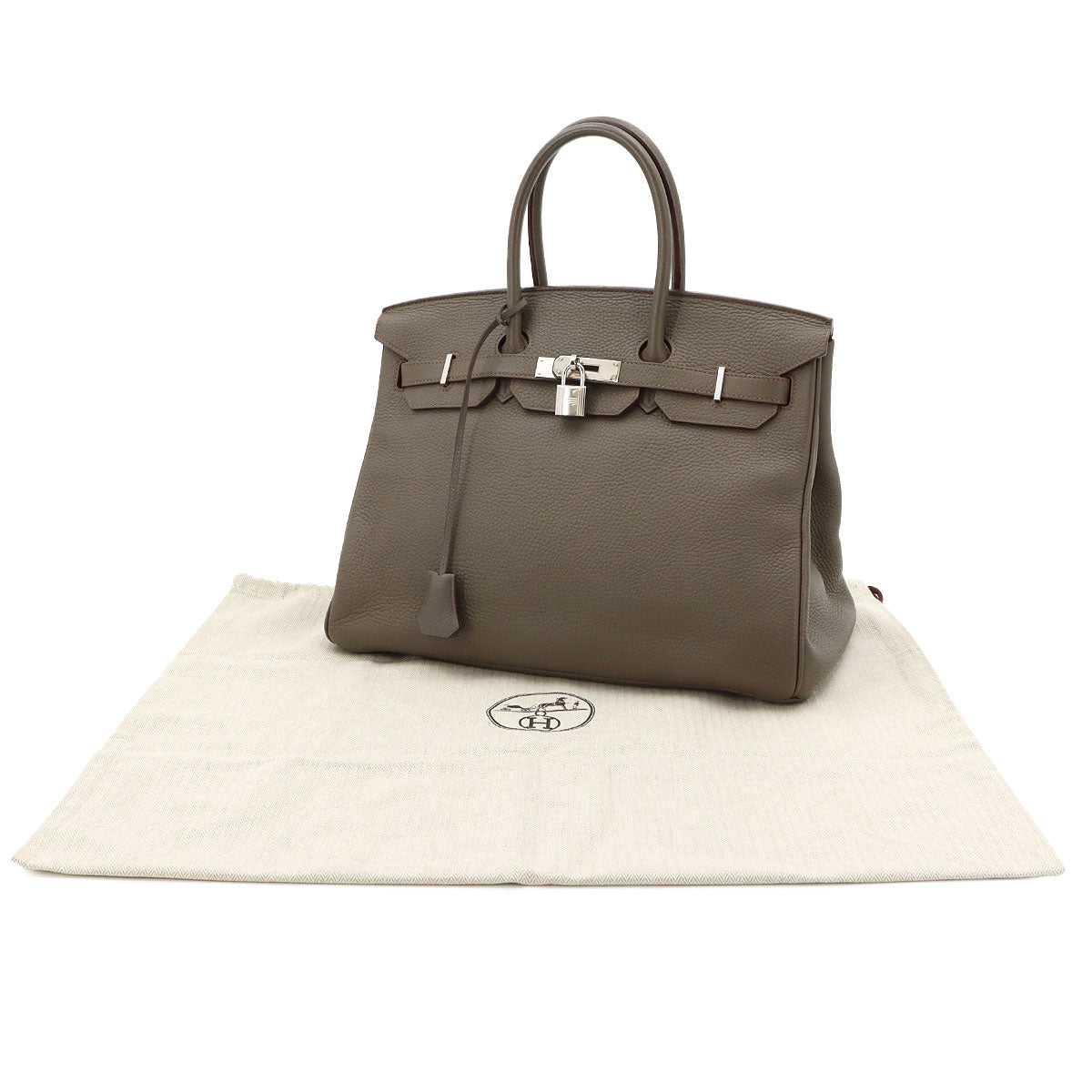 Birkin 35 Taurillon Clemence Etain Hand Bag Gray Purse