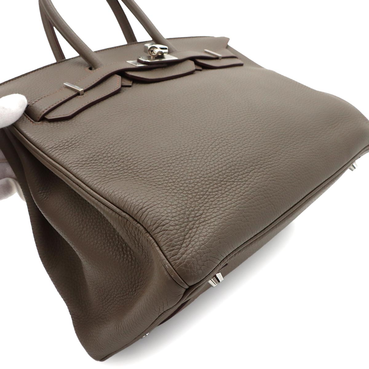 Birkin 35 Taurillon Clemence Etain Hand Bag Gray Purse