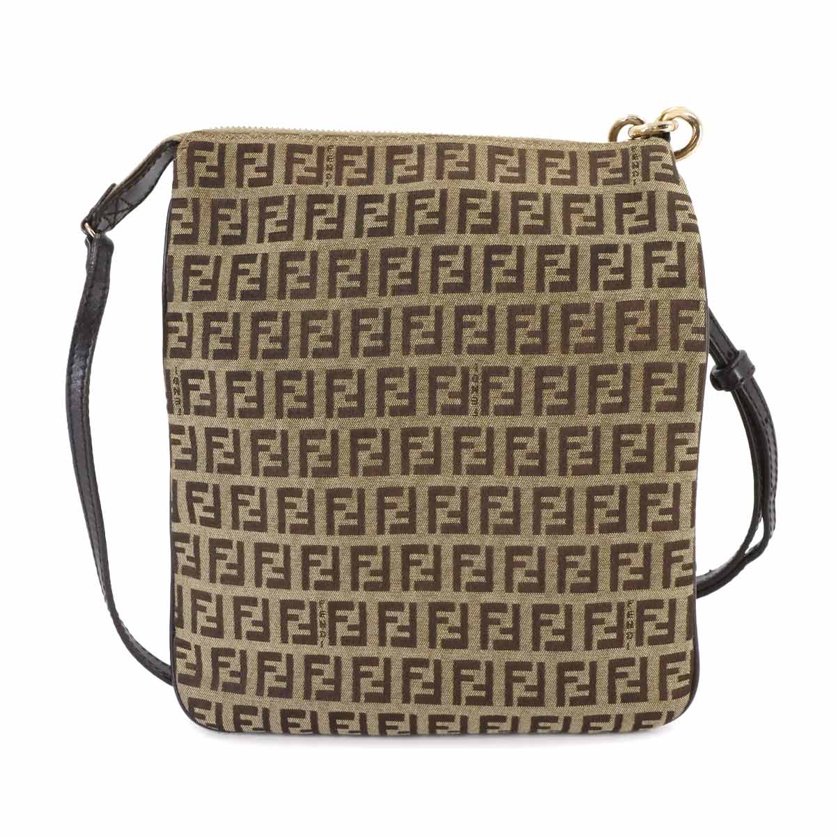 Zucchino Shoulder Bag Canvas Leather Beige Brown 8BT150 Purse