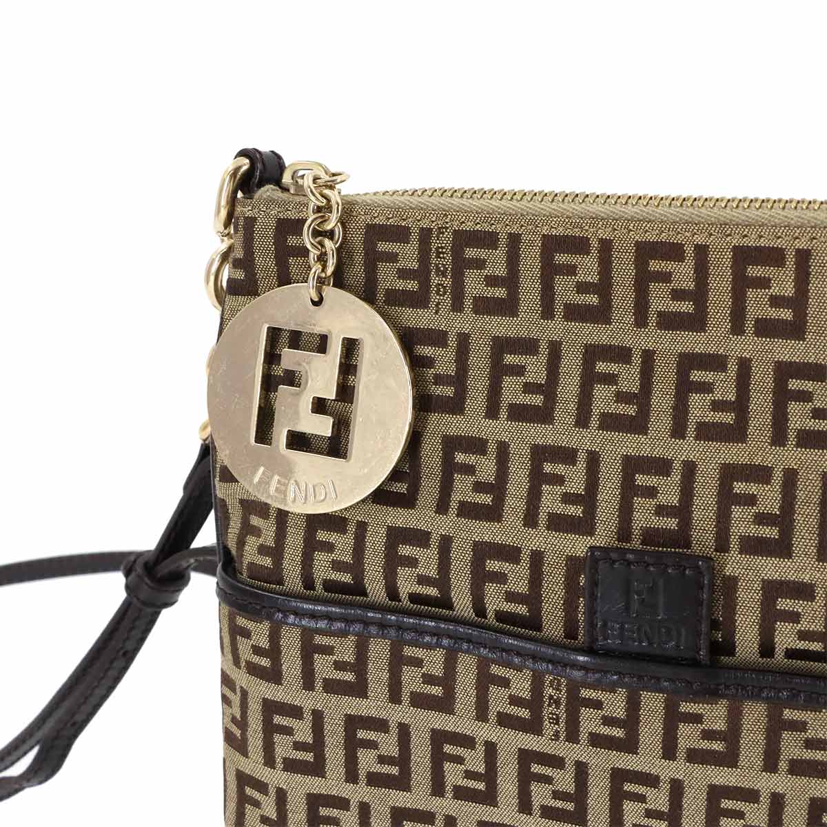 Zucchino Shoulder Bag Canvas Leather Beige Brown 8BT150 Purse