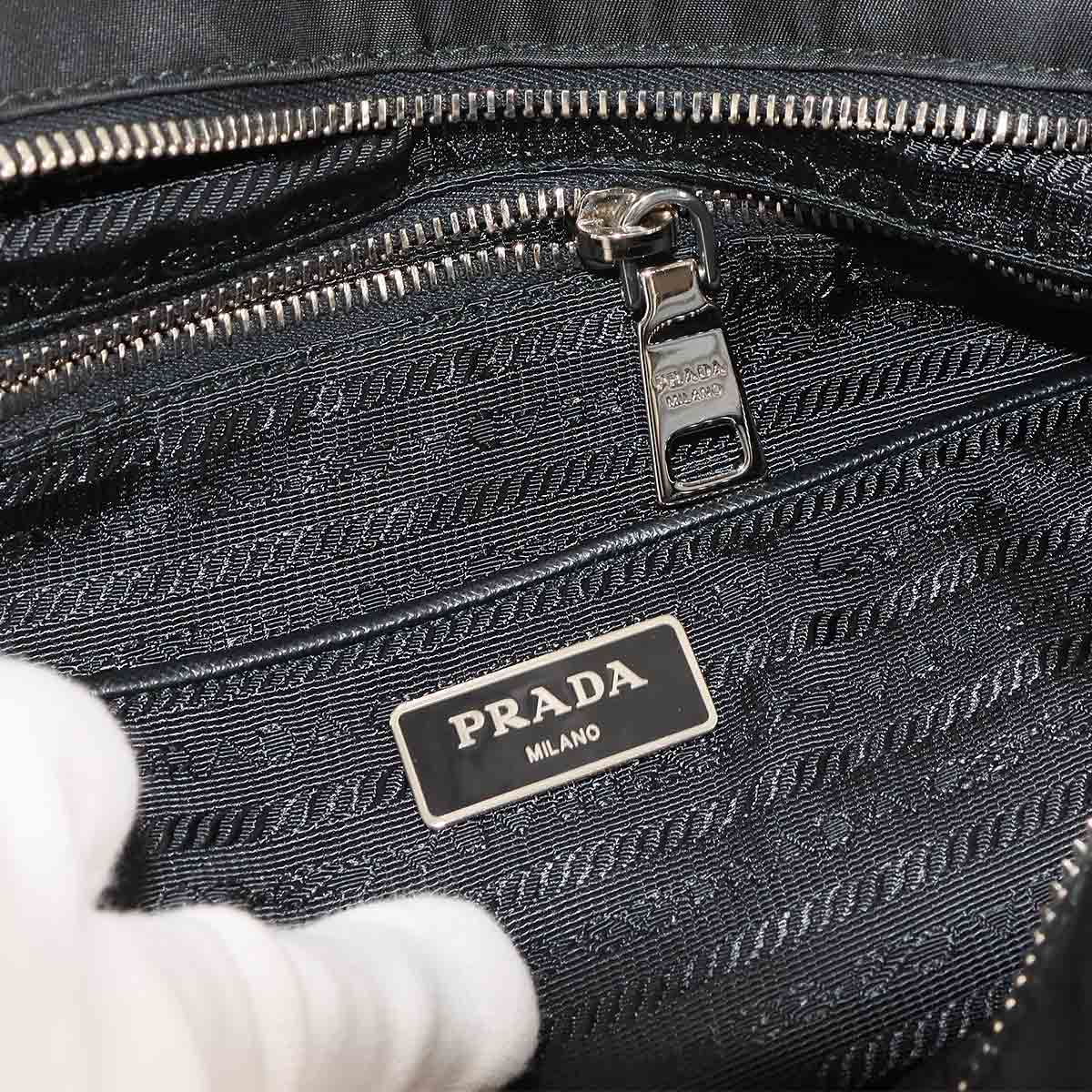 Quilted Chain Tote Bag Nylon Leather Black 1BG017 Purse