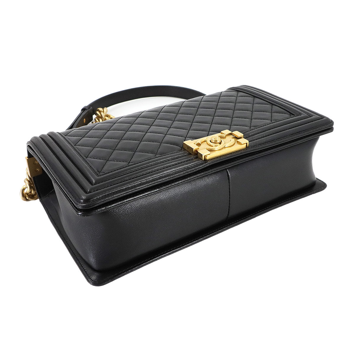 BOY CHANEL Large Chain houlder Bag Leather Black A92193 Purse