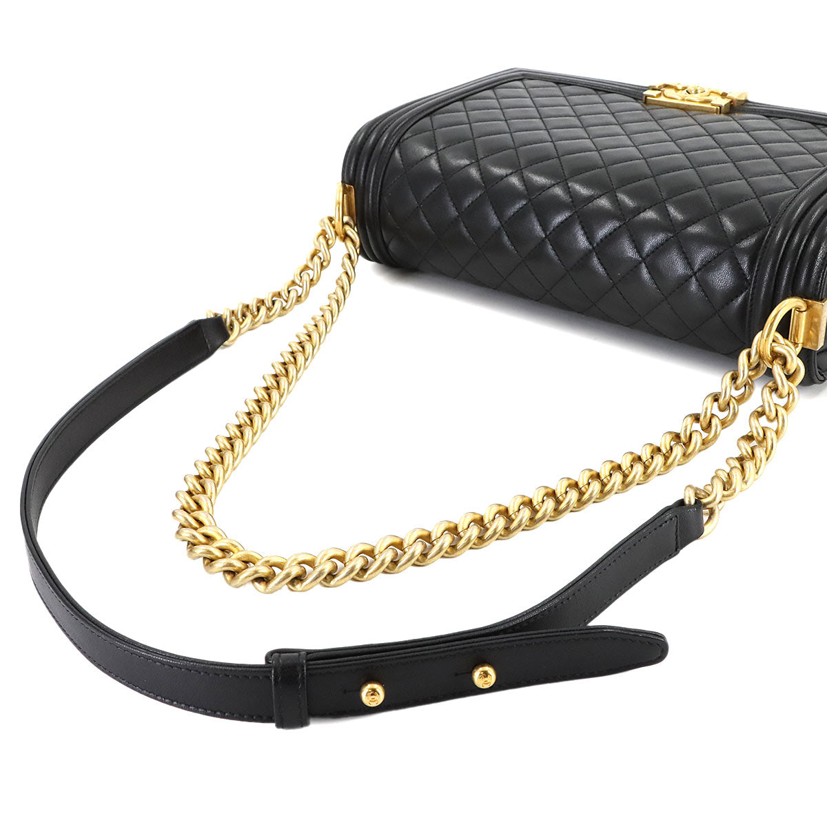 BOY CHANEL Large Chain houlder Bag Leather Black A92193 Purse