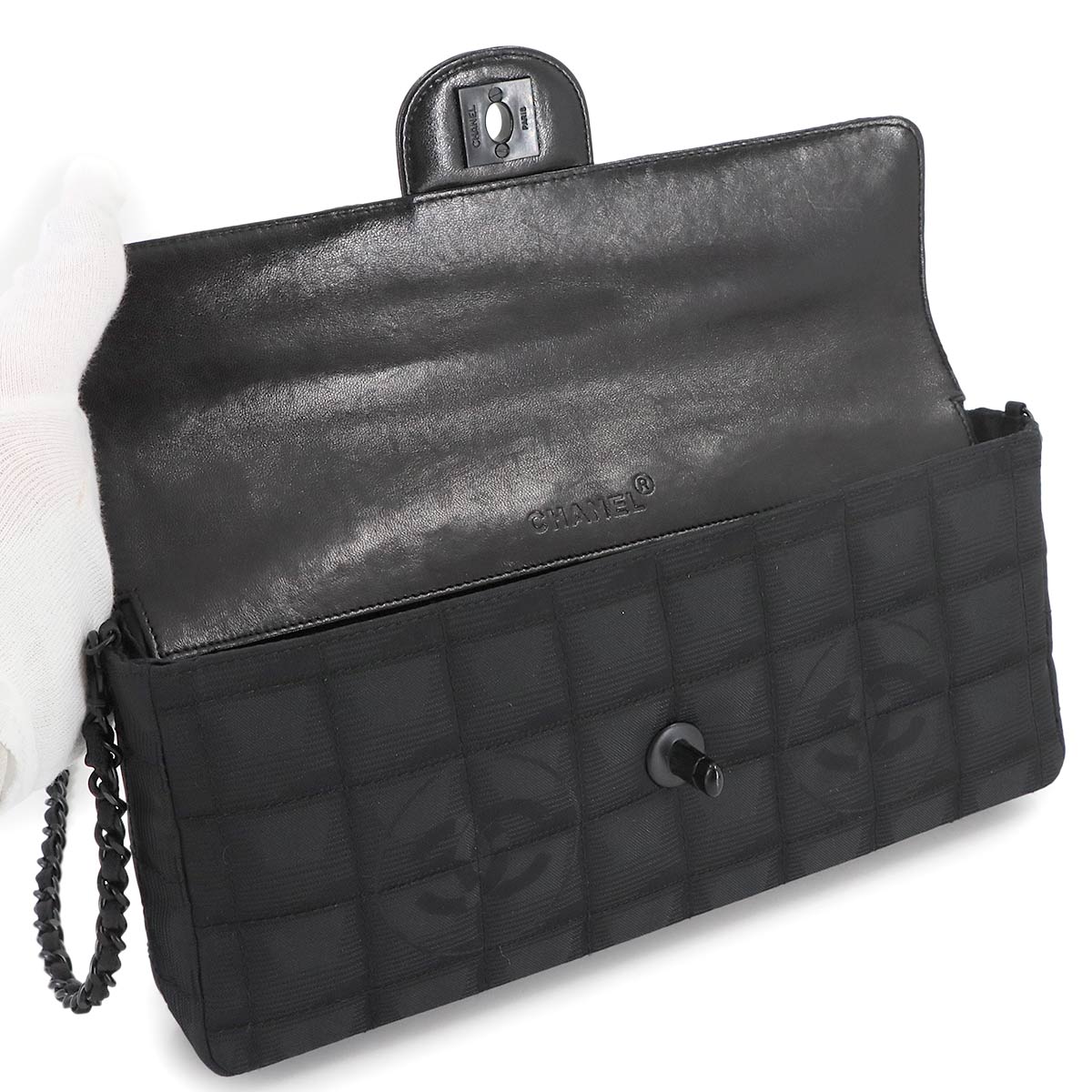 New Travel Line Cahin Shoulder Bag Nylon Leather Black A15316