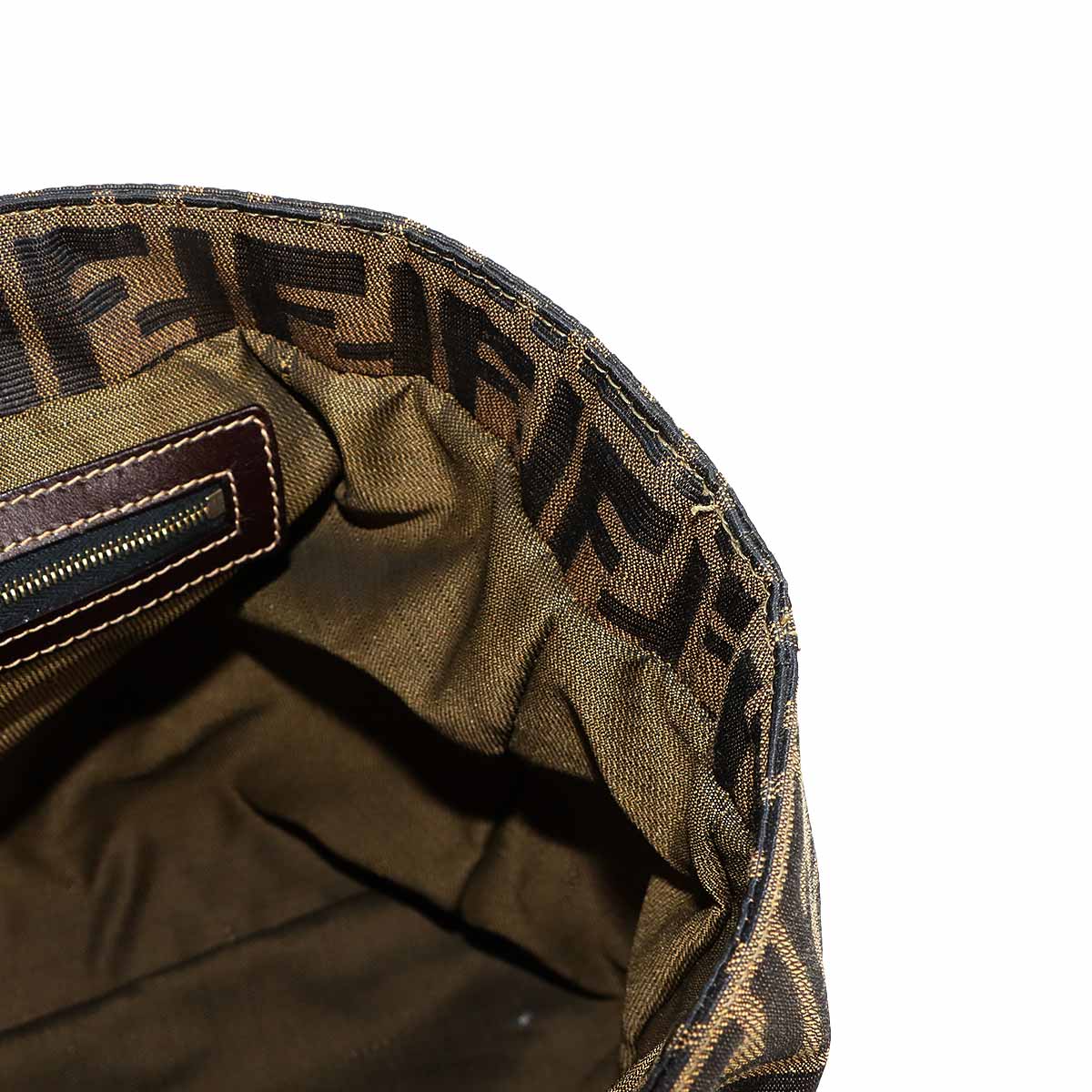 Zucca Tote Bag Canvas Leather Brown Black 26329 FF Purse