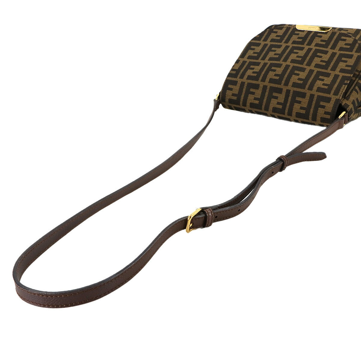 Zucca Shoulder Bag Canvas Leather Brown 8BT214 Purse