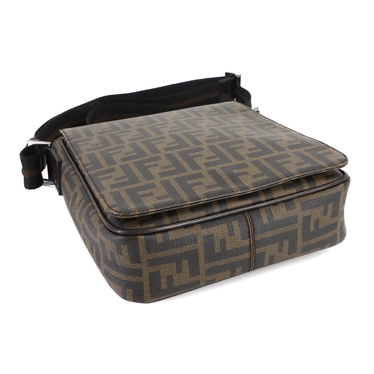 Zucca Shoulder Messenger Bag PVC Brown Black 7VA215 Purse