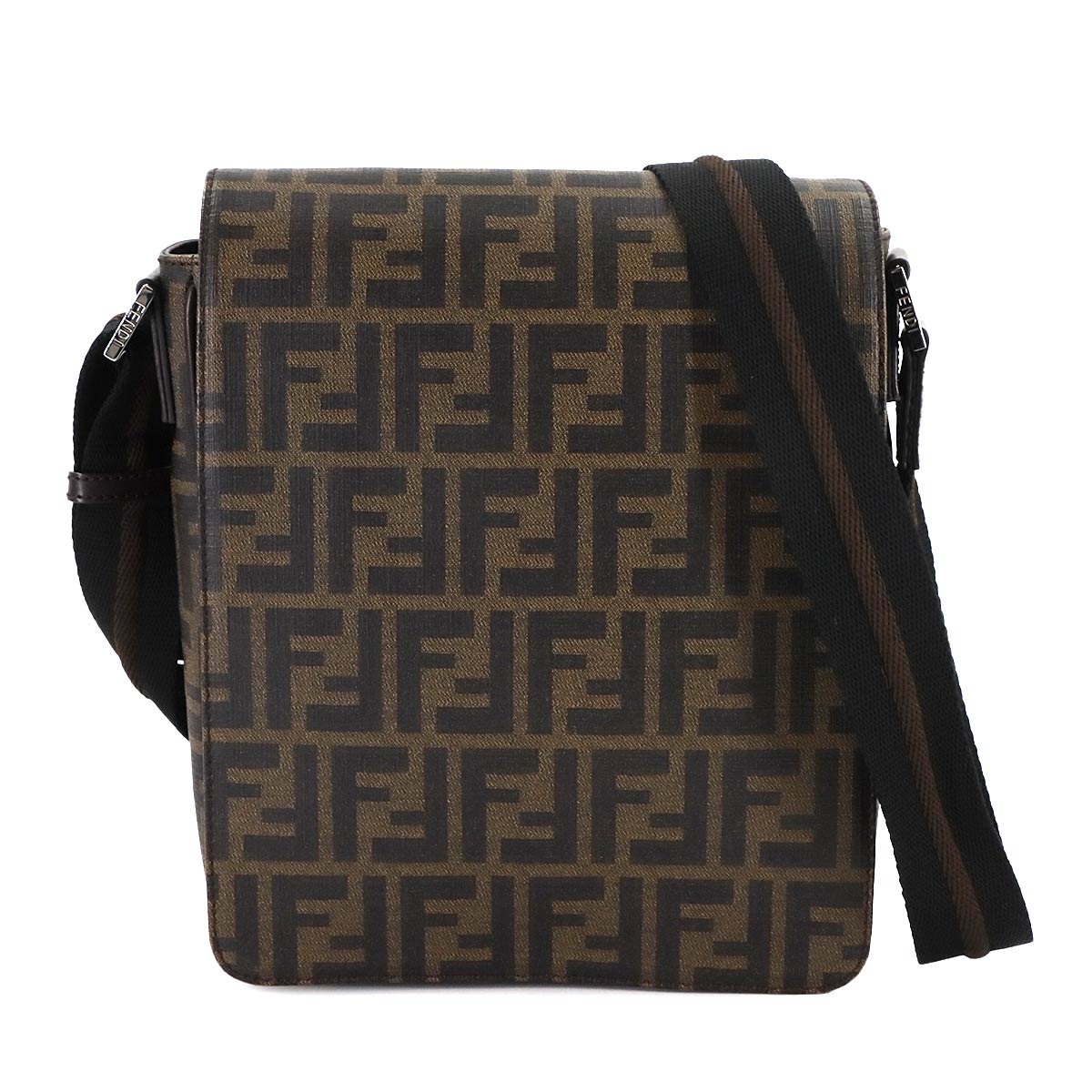 Zucca Shoulder Messenger Bag PVC Brown Black 7VA215 Purse