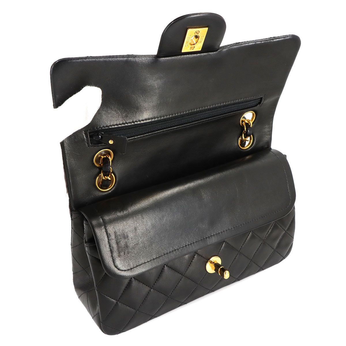 Matelasse 23 Chain Shoulder Bag Leather Black A01113 Vintage