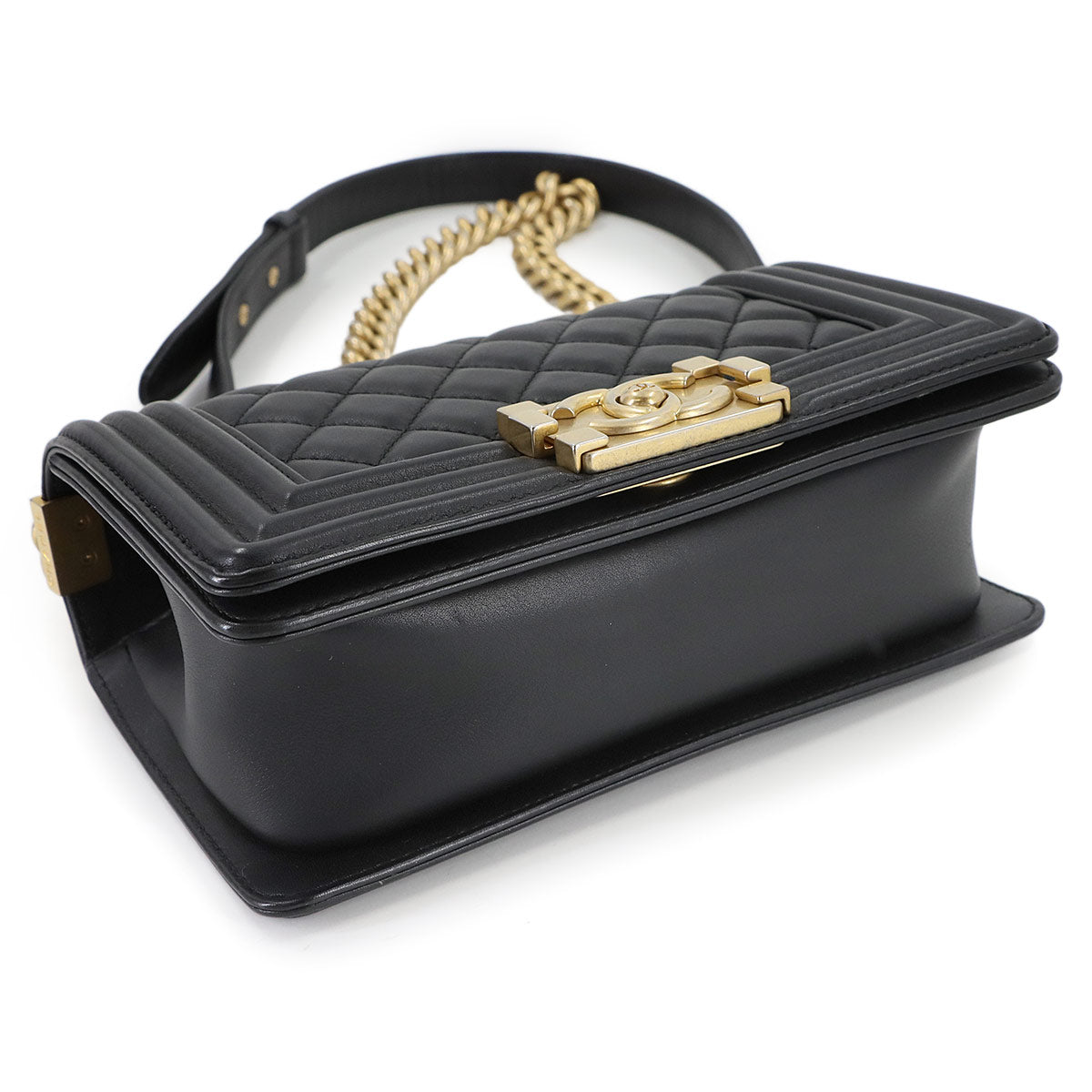 BOY CHANEL Small Chain Shoulder Bag Leather Black A67085