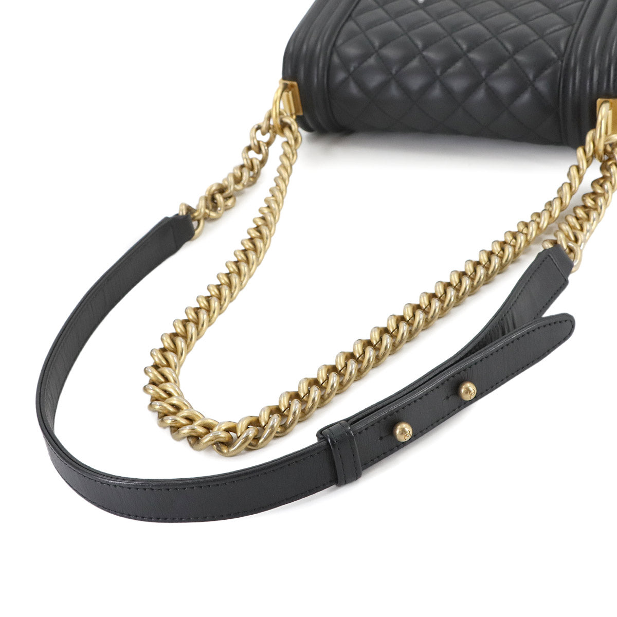 BOY CHANEL Small Chain Shoulder Bag Leather Black A67085