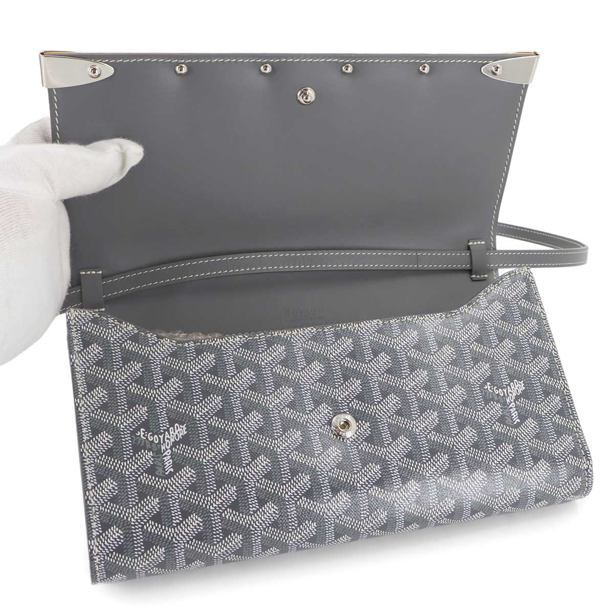 Monte Carlo PM 2way Clutch Shoulder Bag PVC Gray Herringbone