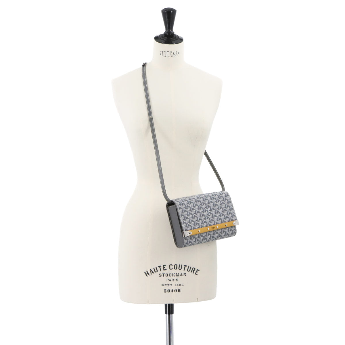 Monte Carlo PM 2way Clutch Shoulder Bag PVC Gray Herringbone