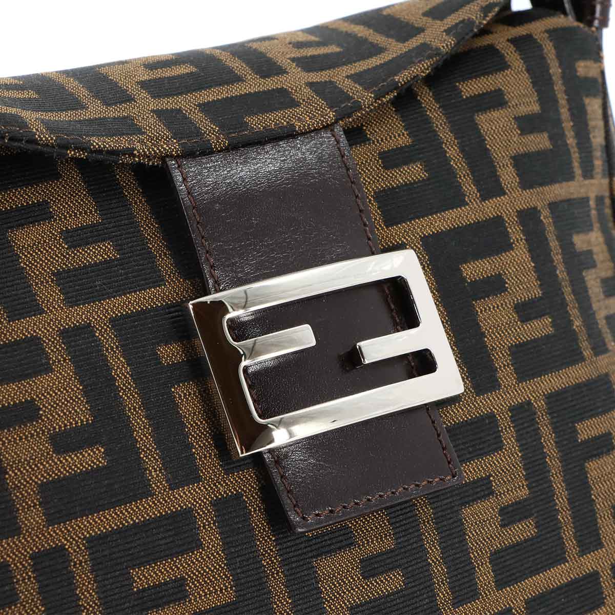 Zucca Mamma Baguette Shoulder Bag Canvas Leather Brown 26426