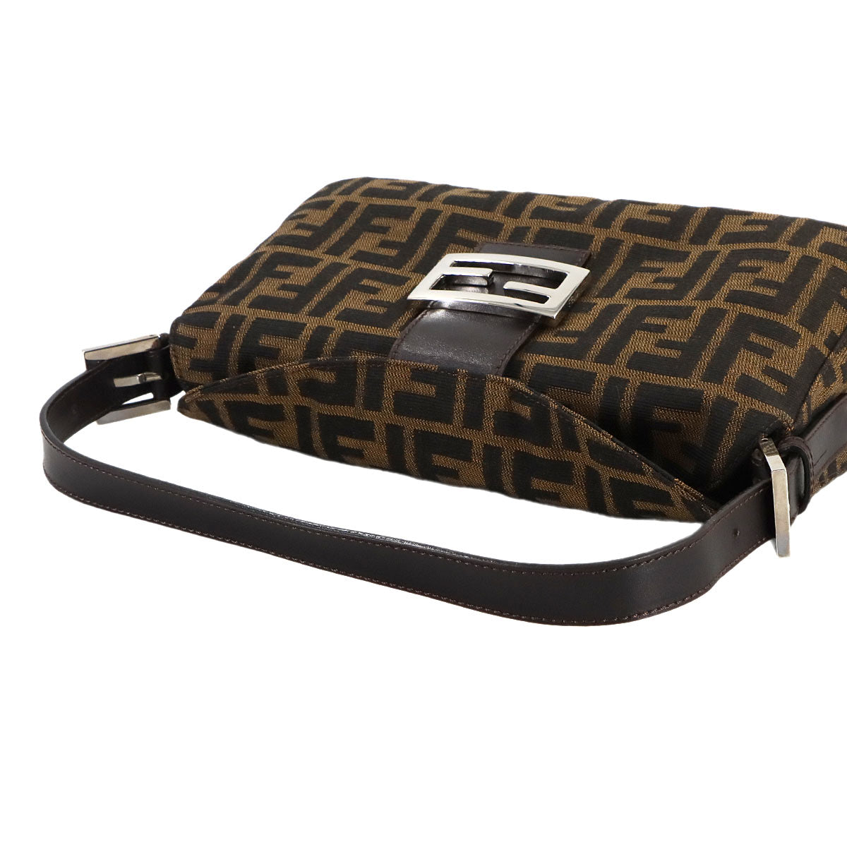 Zucca Shoulder Bag Canvas Leather Brown 26725 Purse