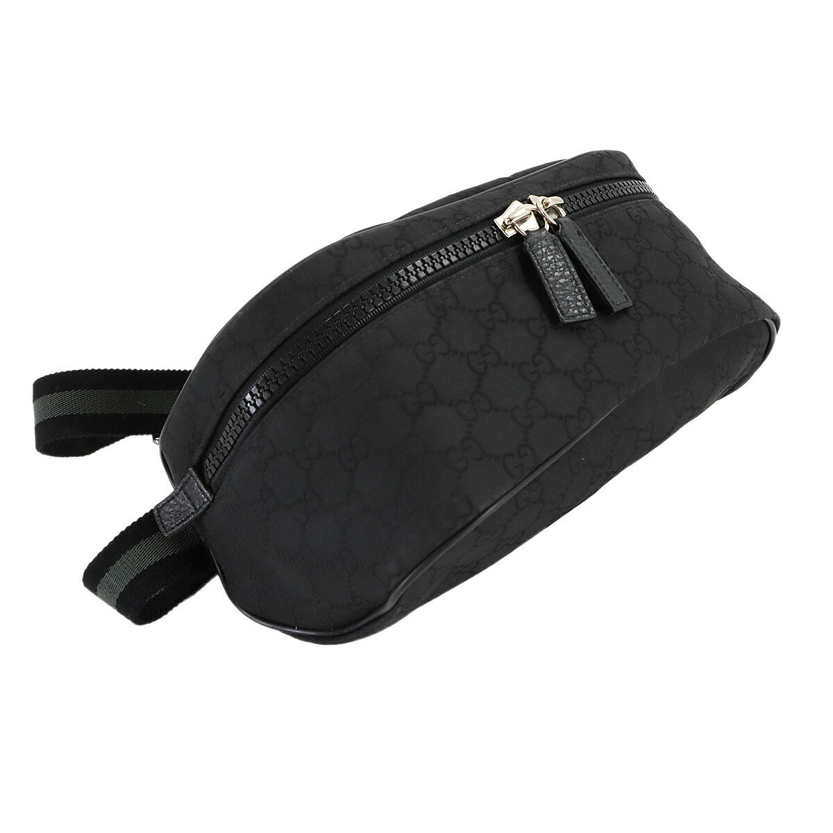 Crossbody Waist Bag GG Nylon Leather Black 449182 Purse