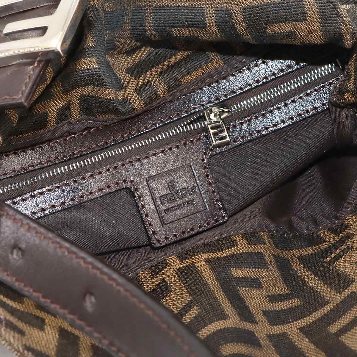 Zucca Mamma Baguette Shoulder Bag Canvas Leather Brown 26426