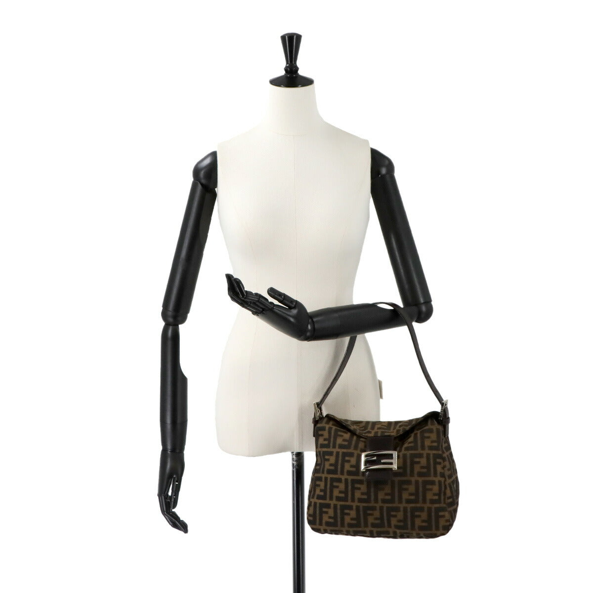 Zucca Mamma Baguette Shoulder Bag Canvas Leather Brown 26426