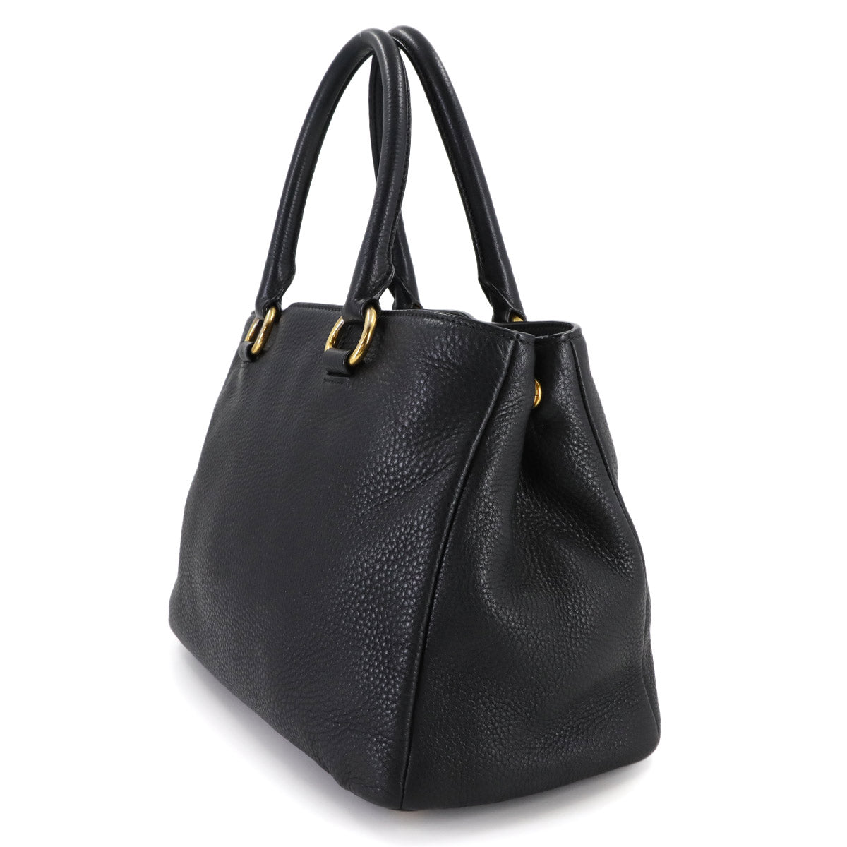 PRADA Hand Shoulder Bag Leather Black Purse