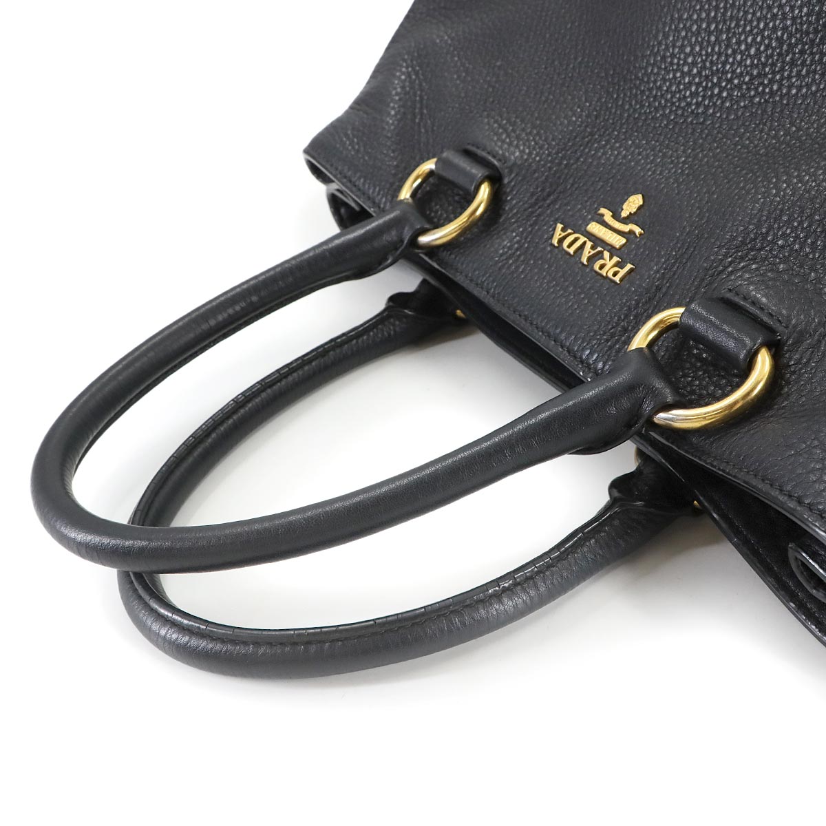 PRADA Hand Shoulder Bag Leather Black Purse