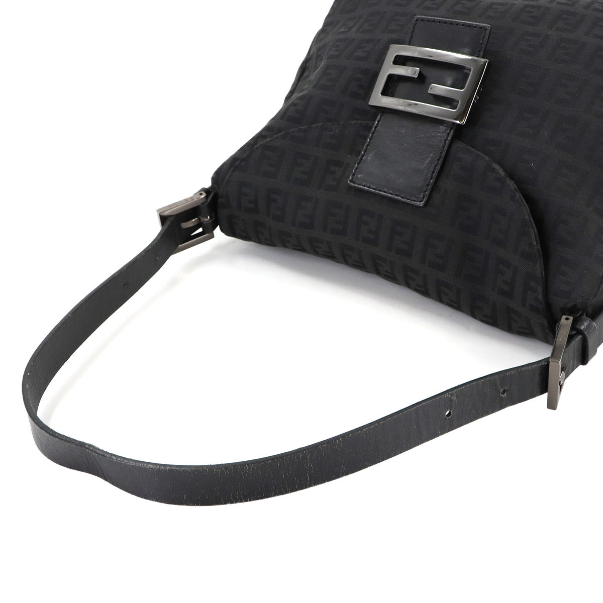 Zucchino Mamma Baguette Shoulder Bag Canvas Leather Black 8BR004