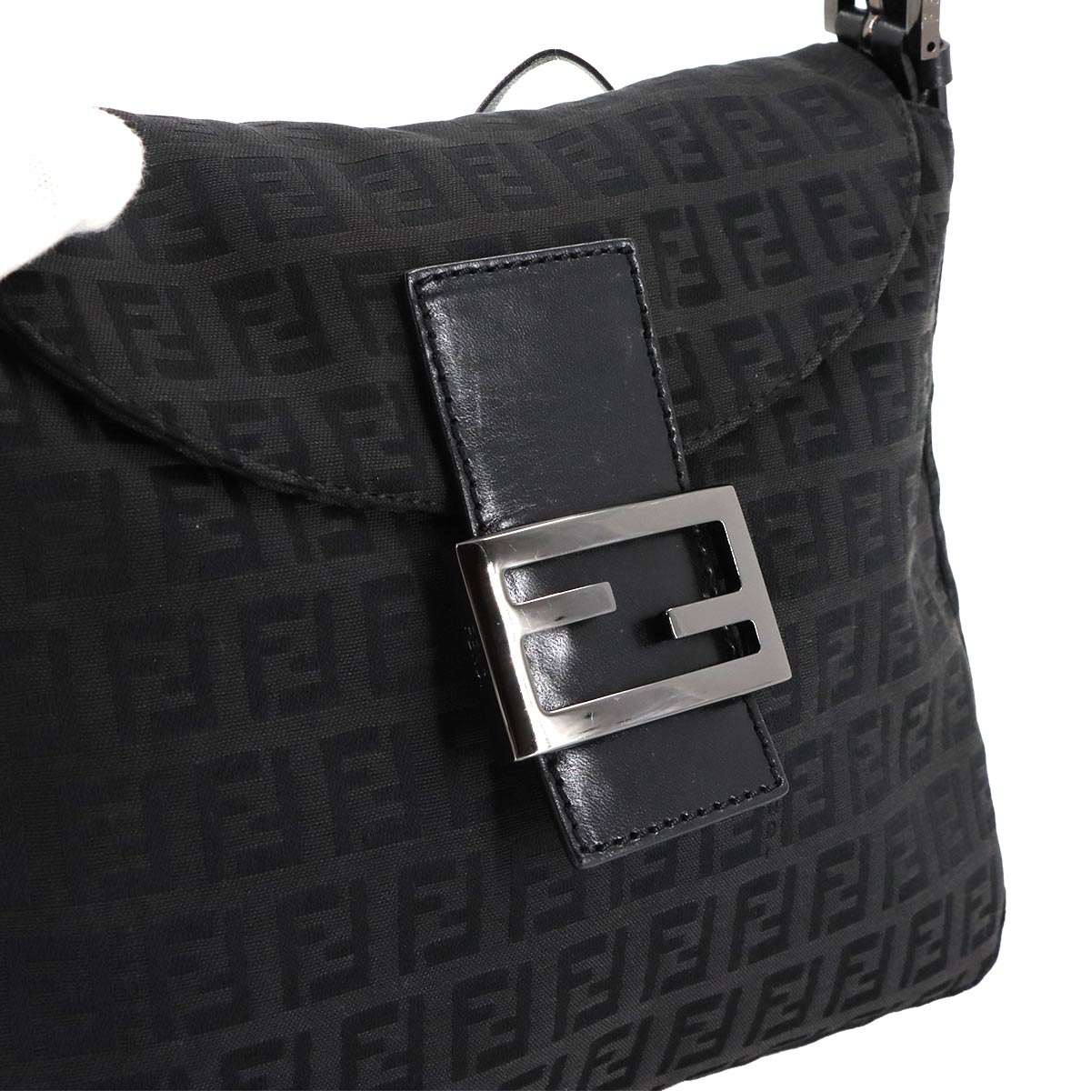 Zucchino Mamma Baguette Shoulder Bag Canvas Leather Black 8BR004