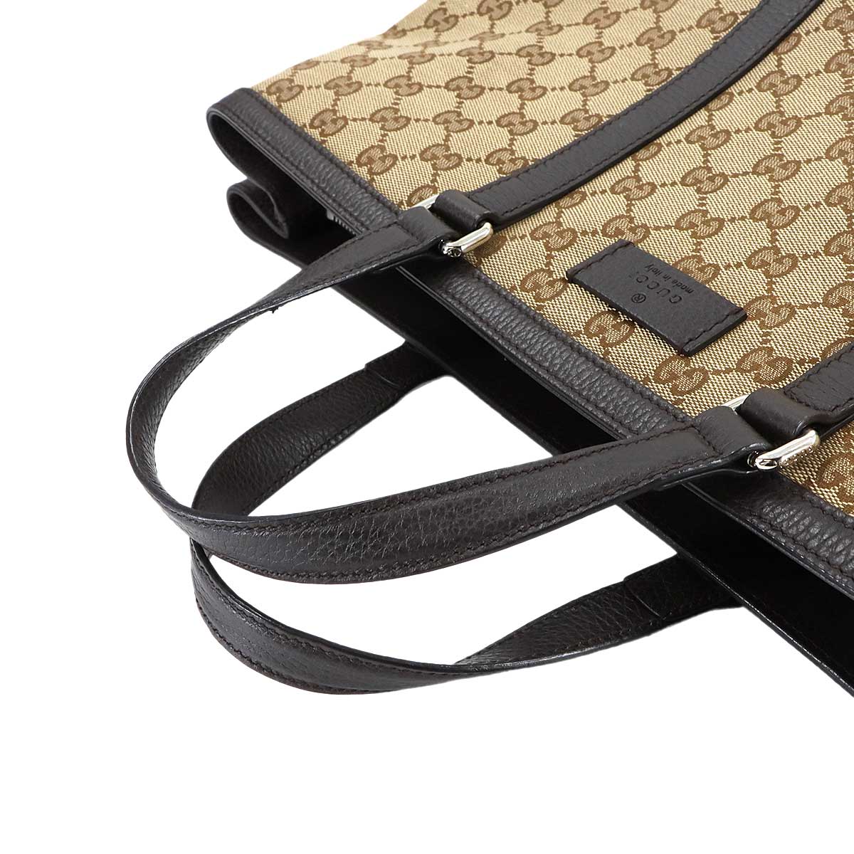 GG Canvas 2way Tote Shoulder Bag Leather Beige Brown 449169