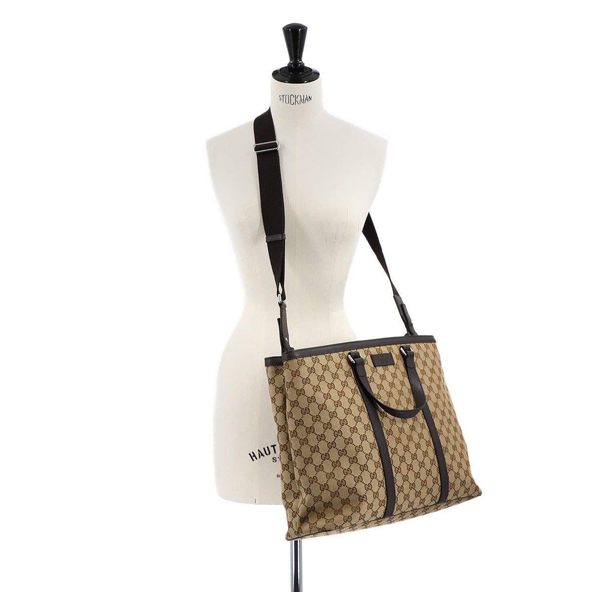 GG Canvas 2way Tote Shoulder Bag Leather Beige Brown 449169