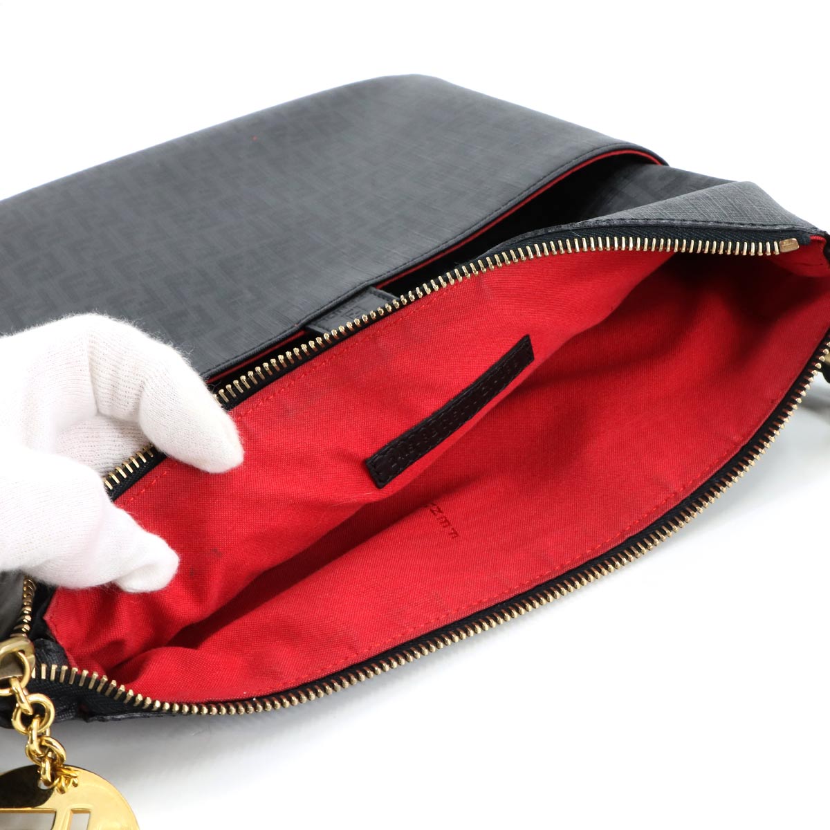 Zucchino Shoulder Bag PVC Leather Gray 8BT151