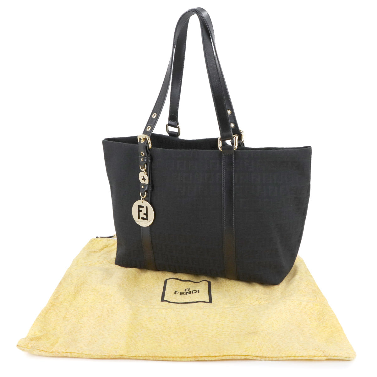 Zucchino Tote Bag Canvas Leather Black 8BH215 Purse