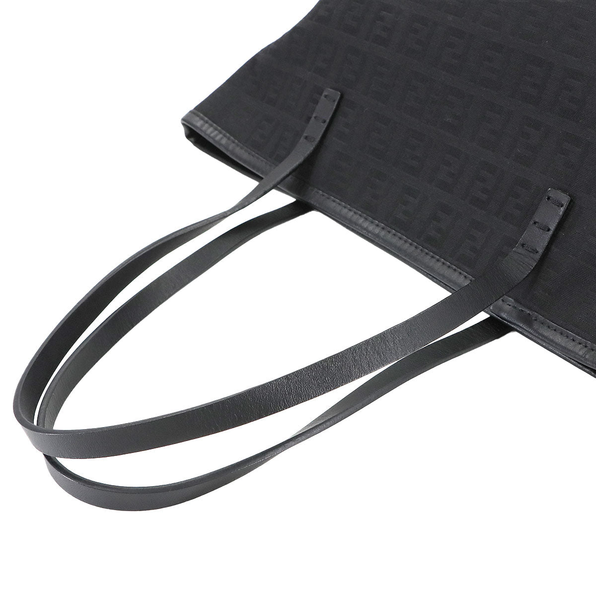 FENDI Zucchino Tote Bag Canvas Leather Black 8BH075 FF Purse