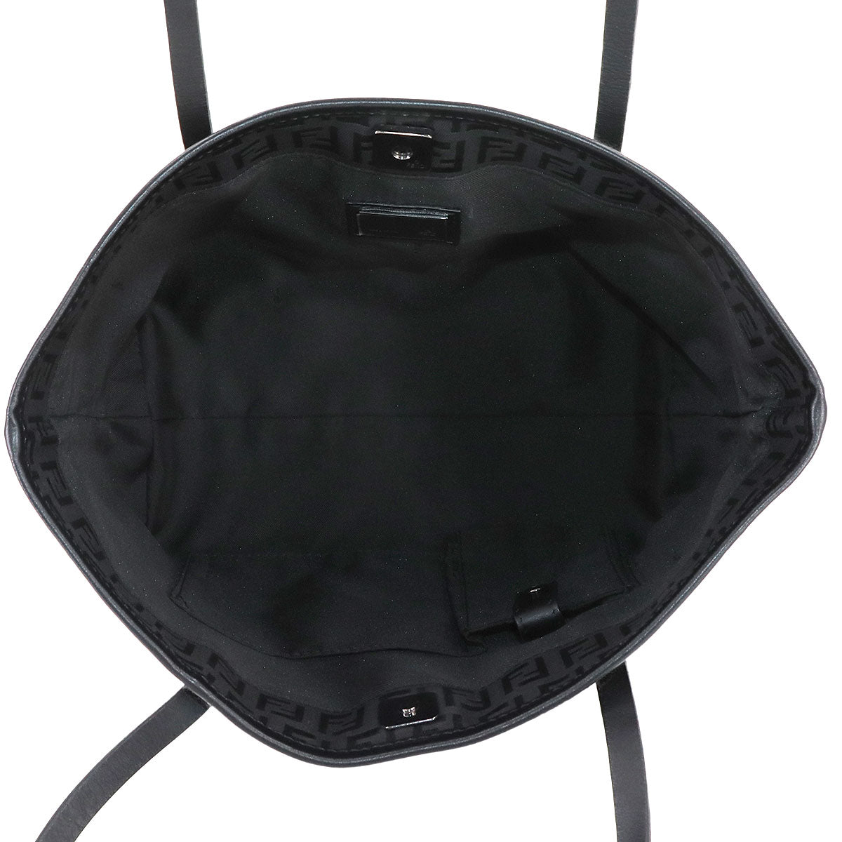 FENDI Zucchino Tote Bag Canvas Leather Black 8BH075 FF Purse