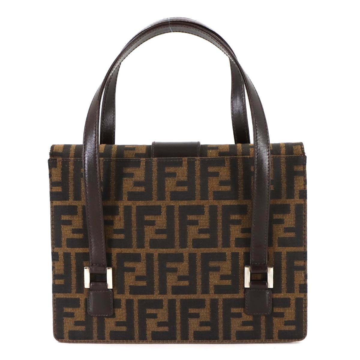 Zucca Hand Bag Canvas Leather Brown Black Vintage Purse