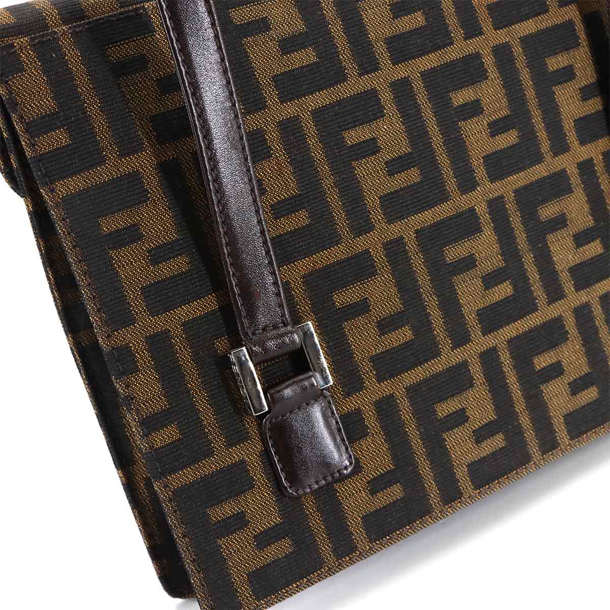 Zucca Hand Bag Canvas Leather Brown Black Vintage Purse