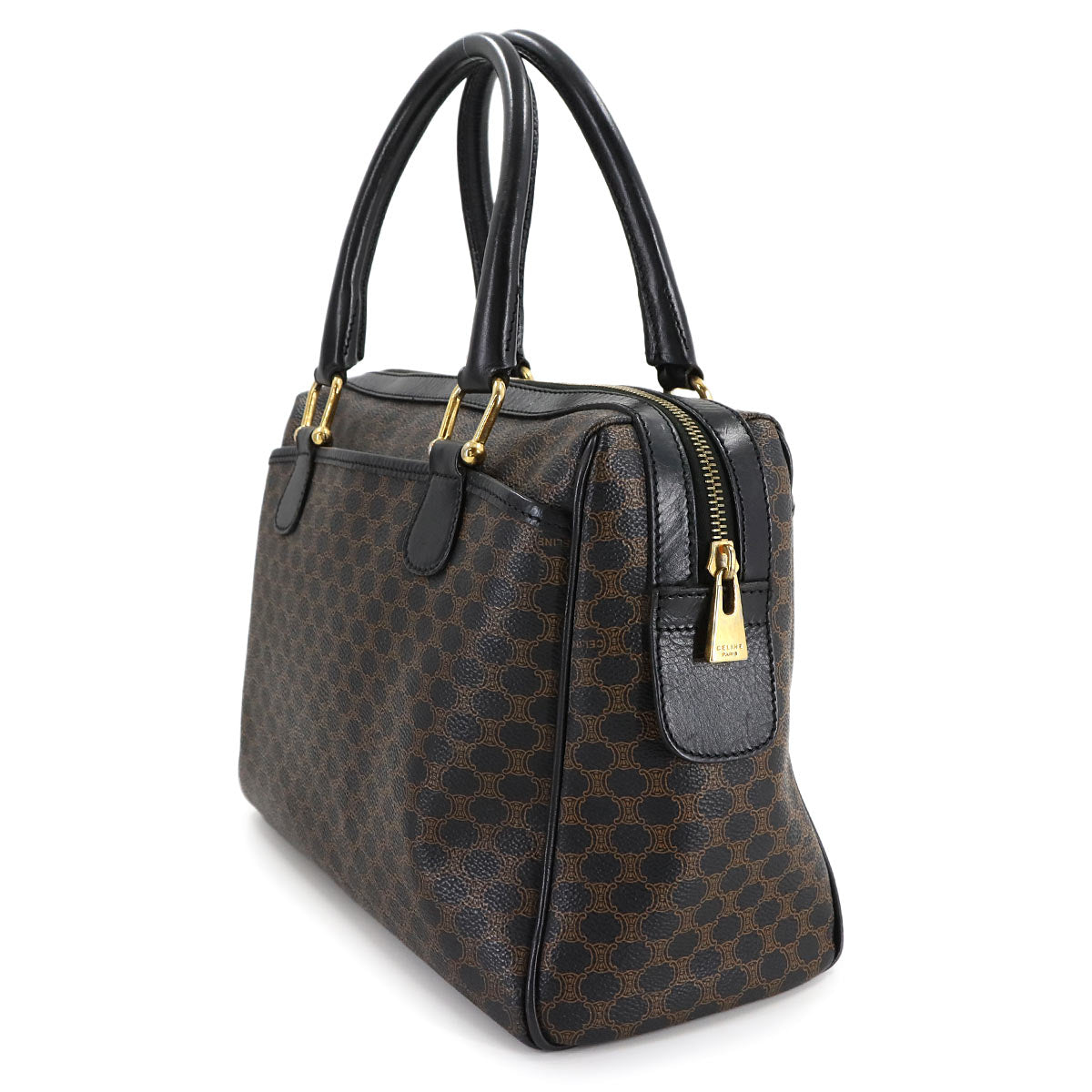 Macadam Hand Bag PVC Leather Black Brown Vintage Purse