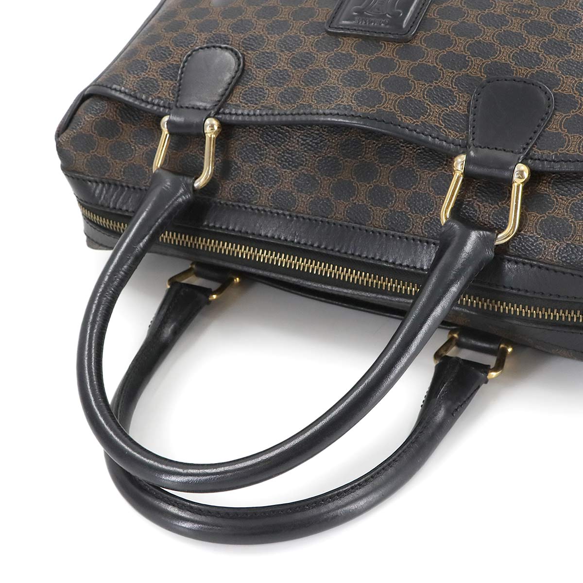 Macadam Hand Bag PVC Leather Black Brown Vintage Purse