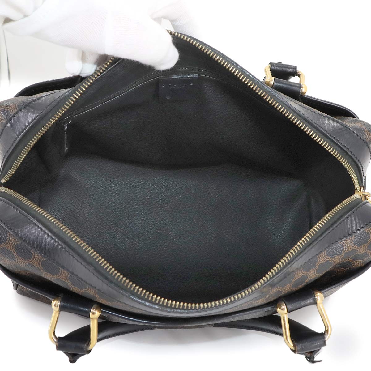 Macadam Hand Bag PVC Leather Black Brown Vintage Purse